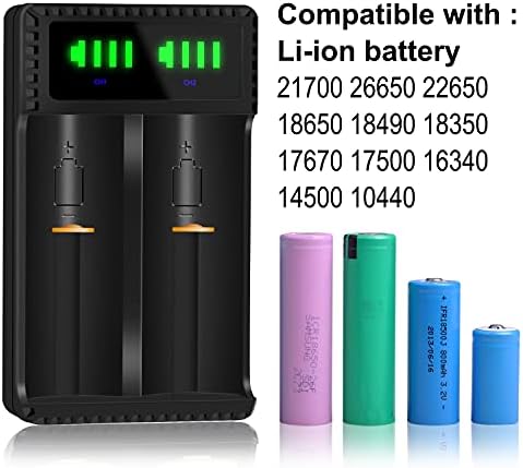 PowerTrust Universal Intelligent Battery Charger for 21700 18650 18500 18350 26650 20700 22650 18490 17670 17500 10440 14500 Rechargeable Batteries IMR/ ICR/ Li-ion/ INR