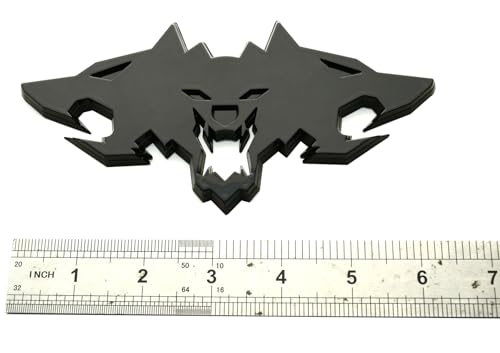 Logotipo frontal 3D de lobo negro, calcomanía universal de 6.5" para auto y camión