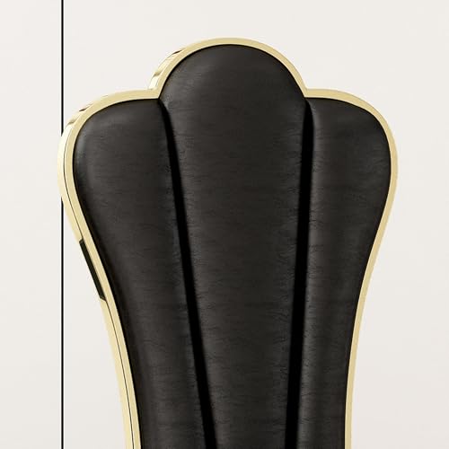 Classic-Pu-Leather-Dining-Chairs-2-pc-Design-Banquet-Black-French-Country-Mid-Century-Modern-Contemporary-Gold-Finish-Lacquer-Metal-Water-Resistant Classic Pu Leather Dining Chairs 2 pc Design Banquet Black French Country Mid Century Modern Contemporary Gold Finish Lacquer Metal Water Resistant