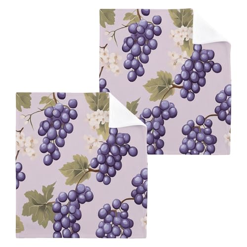 PaChyLuu 4 Pack Purple Grapes Cotton Washcloths Highly Absorbent Face Cloth Reusable Body Towels, Gentle for Sensitive Skin, 12 x 12 Inch