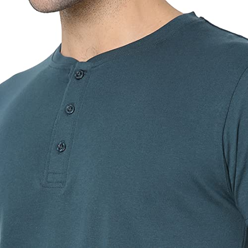 Image of Bewakoof Men Plain Solid Half Sleeve Henley Neck T-Shirt