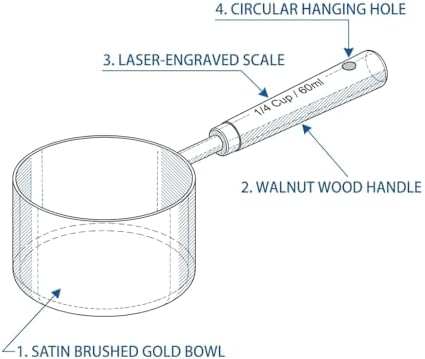 Gold Measuring Cups and Spoons Set of 8, Vituer Premium Stainless Steel Metal Measuring Cups with Wooden Handle, Stackable Nesting Measuring Spoons & Cups for Dry and Liquid Ingredients — view 2