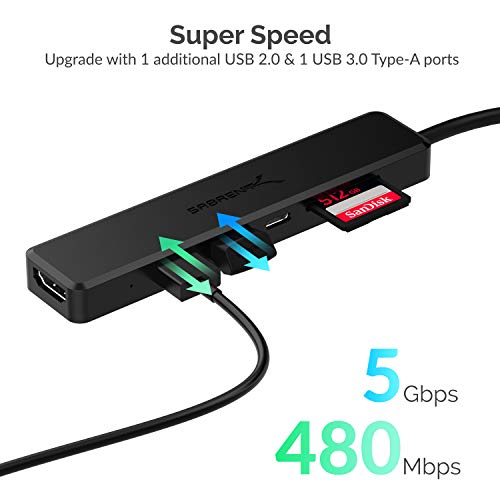 Image of Sabrent Multi-Port USB Type-C Hub with 4K HDMI | Power Delivery (60 Watts) | 1 USB 3.0 Port | 1 USB 2.0 Port | SD /microSD Card Reader (HB-TC6C)