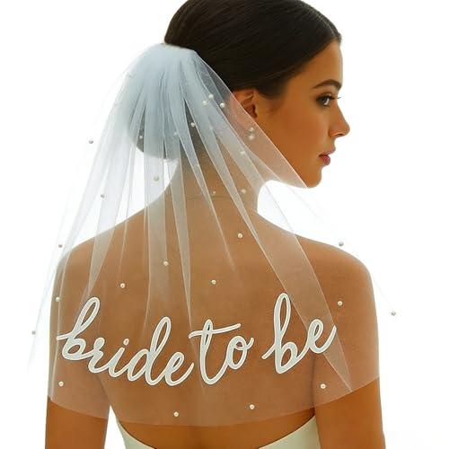 Aodse Bridal Veil White Short Veils for Bride Bachelorette Veil Headband Veil with Comb for Wedding Bachelorette Party