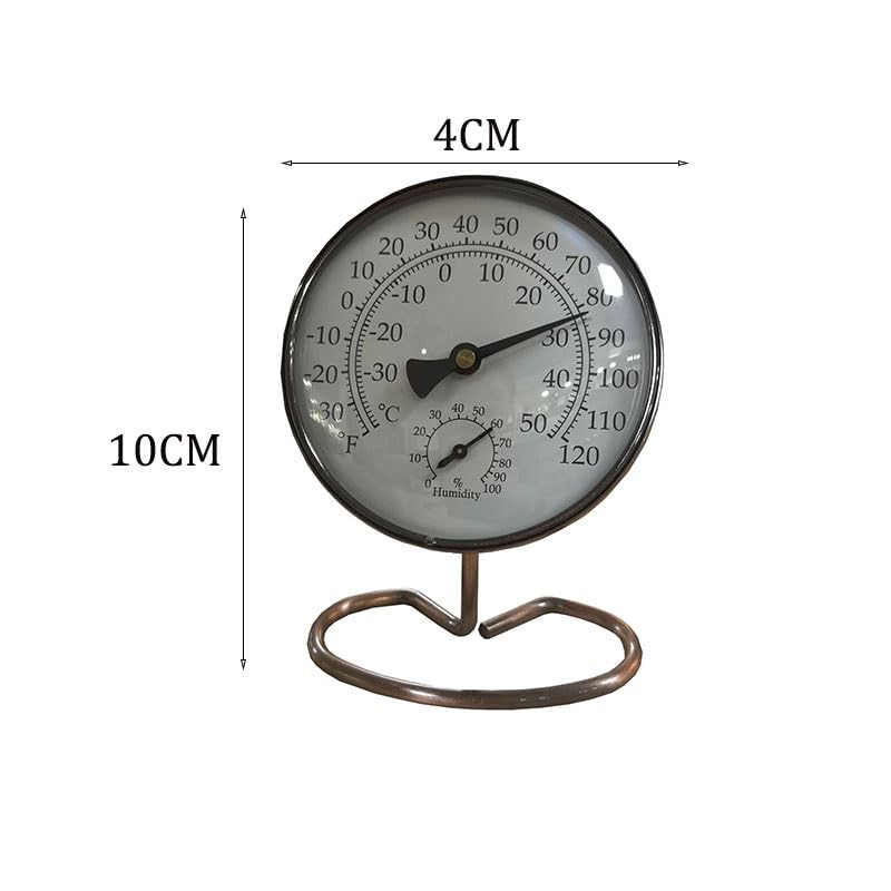 Indoor Temperature Humidity Meter 100mm Antique Copper Thermometer Lightweight with Base