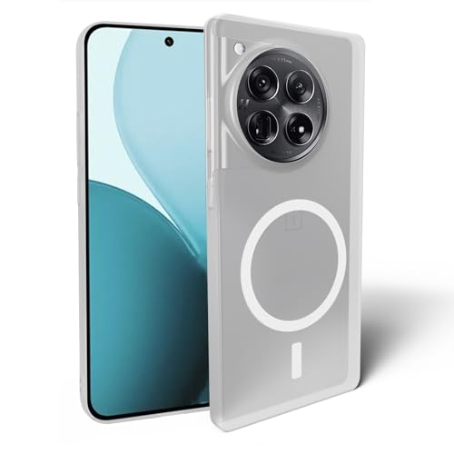 Image of Back Cover for OnePlus 12 5G Frosted Translucent Hard Back | Only Compatible with Wireless Magnetic Accessories | Thin and Slim Magnetic Back Cover (Transparent)