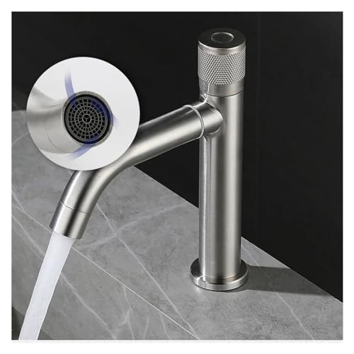Robinet de lavabo en acier inoxydable brossé avec commande mono-poignée - 6