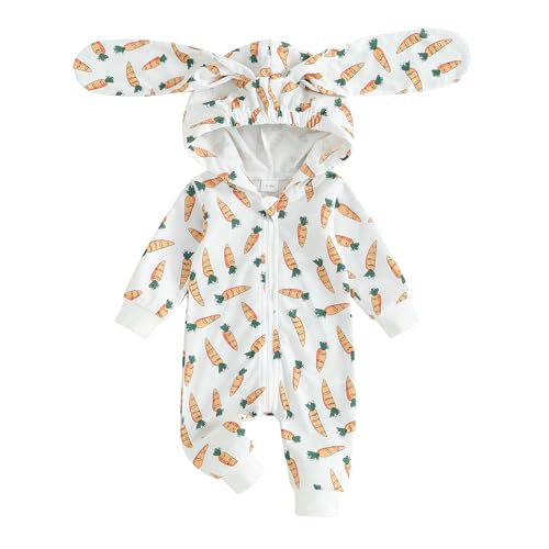 Newborn Baby Boy Easter Outfit Bunny Ear Hooded Long Sleeve Romper Jumpsuit Baby Girl Boy Spring Clothes