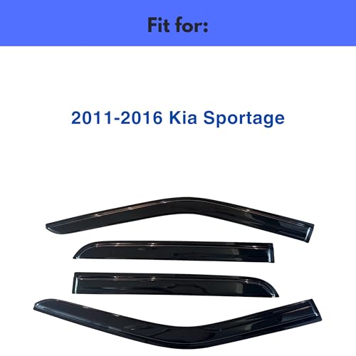 Image of IG Window Visors Fit for 2011-2016 Kia Sportage, Out-Channel Rain Guards Vent Wind Deflectors 4PC, Car Accessories for 11-16 Sportage