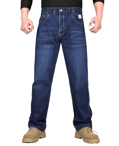 BOCOMAL FR Pants for Men Relax Fit Flame Resistant Jeans 14oz Heavy Duty Washed Work Jeans