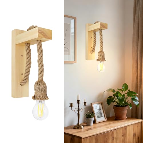 Lámpara de pared vintage de cuerda E27 para iluminar pasillos oscuros 2