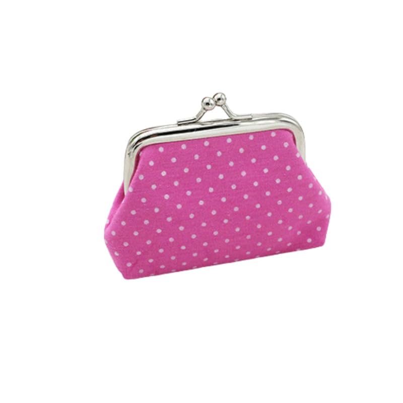 Spot Dot Cotton Mini Wallet Small Fabric Purse with Gold Accent | Rose Red-image-19