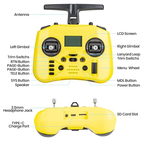 Image of Radiomaster Pocket ELRS Remote Controller Portable Hall Gimbal EdgeTX 2.10.5 Transmitter with LED Light for FPV Drone /RC Helicopter&Car Boats&Multirotor (Battery Not Included)
