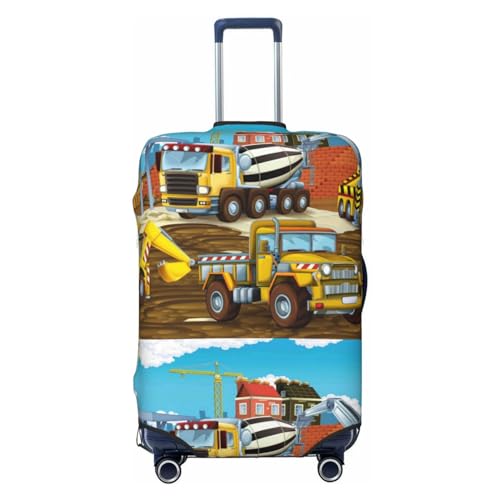 Construction Site Vehicles Luggage Cover Protector Anti-Scratch Washable Fits 18-32 Inch Luggage-X-Large