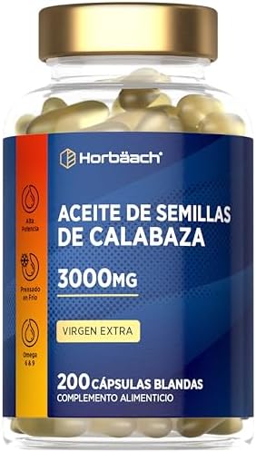 Aceite de Semillas de Calabaza 3000mg | 1350mg Omega 6 y 450mg Om...