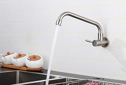Moderne Küchenarmatur Wandmontage Kaltwasser Spüle Wasserhahn Schwenkauslauf Edelstahl Armaturen