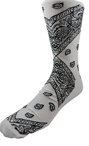 New! Bandana Crew Socks - Multiple Colors Available (White)