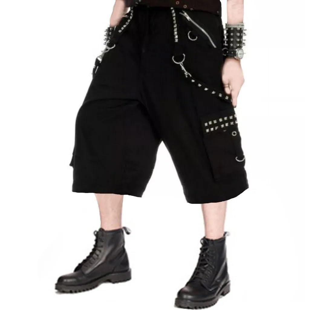 Amazon.com: Darkrock Gothic Cargo Shorts with Chains, Black Metal