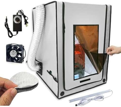 Multifunctional 3D Printer Enclosure w/ 3-Layer Filter Ventilation Fan Resin 3D Printer Tent Cover Eliminate Odors Dustproof Isolate Noise for Ender 3 v3 SE/KE, Ender 3 Pro/V2/ Neo, CR10 SE