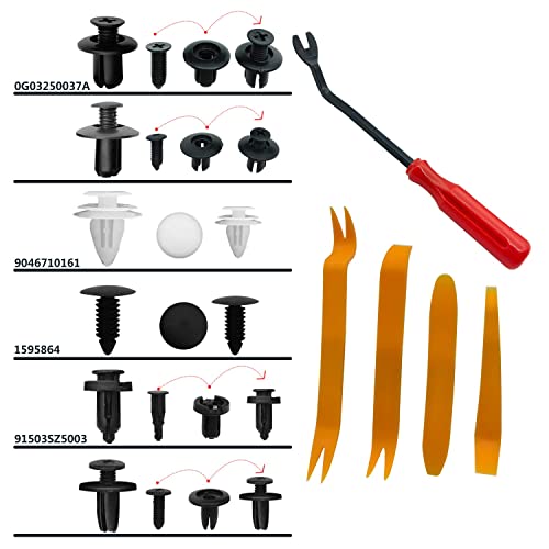 Grafken 100Pcs Car Retainer Clips & Fastener Remover, Quality Nylon Push Rivets - Splash Shield Clips 6 Most Popular Sizes & Applications for Honda Toyota GM Ford, m - Image 5