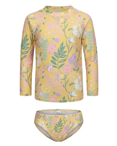 Image of Girls Long Sleeve Rash Guard Set Tie Dye Bathing Suits Two Piece Swimsuits for Kids Swim Shirts 3-16 Years