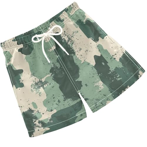 Pigsaly Boys' Swim Board Shorts Vintage Forest Green Army Camouflage Boy's Swim Trunks Kids Swimwear 2T