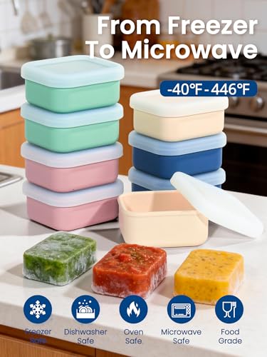 Image of 8PCS 1 /2 Cup Silicone Freezer Molds with Lid, 4oz Soup Freezer Molds