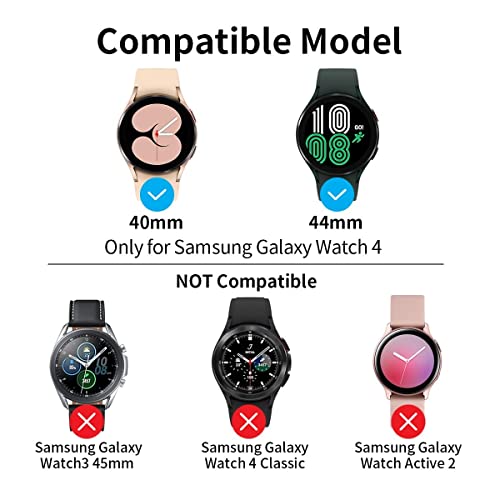 Suoman 2+2 Pack for Samsung Galaxy Watch 4 44mm Case, 9H Tempered Glass Screen Protector+ [Anti-Scratch] Full Coverage Durable Hard PC Matte Protective Cover (Black+Black) by Suoman - Image 2