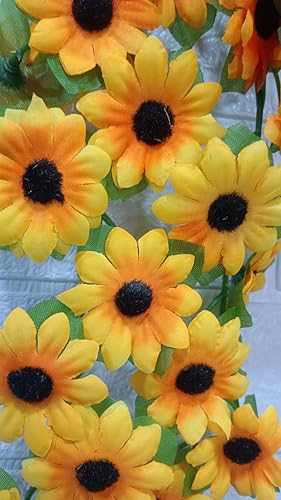 Image of Nutts Artificial Sunflower Creeper Garland for Decoration | Yellow Sunflower Hanging Floral | Wall, Door, Festival & Event Decor (2)