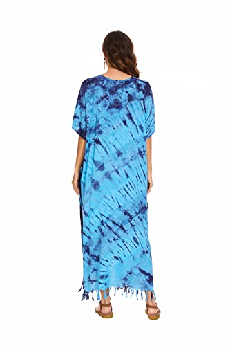 Image of Beautybatik Women Hippie Tie Dye Caftan Kaftan Loungewear Maxi Plus Size Long Dress XL to 4X