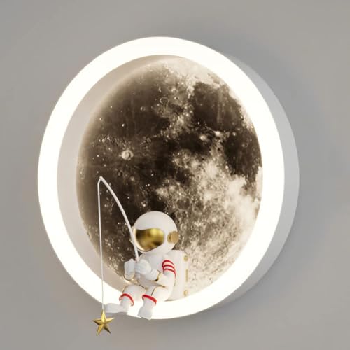HTsilphelene LED Enfants Lune Applique Murale, Astronaute Décoration Chambre D'enfants Décoration...