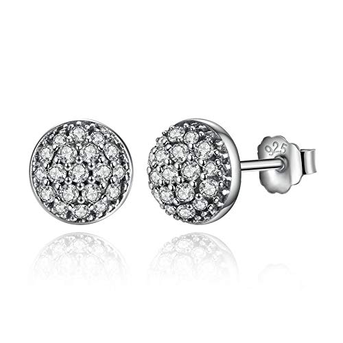 Joyas de Boda para Mujeres Pendientes de Tachuelas de Plata con Brillo Claro
