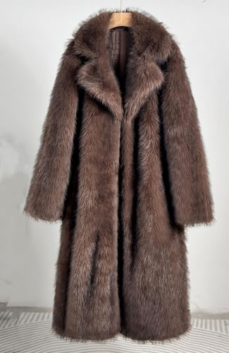 LISHUVICKSIONSTU Women's Shaggy Faux Fur Warm Maxi Overcoat Outwear,Fluffy Winter Parka Long Jackets Coats