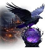 'Raven's Moonlight' Gothic LED-Lampe - Rabe auf leuchtender Kugel mit violettem Licht, Fantasie-Heimdekoration,...