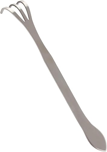 GLOGLOW Rastrillo de jardín, rastrillo de acero inoxidable de 3 puntas para aflojar la raíz del suelo, mango ergonómico, ideal para jardinería y