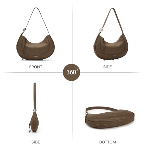 LAFESTIN Women's Leather Crossbody Bag - Adjustable Strap Hobo Purse with Zipper, Trendy Crescent Shoulder Bag for Daily Use3