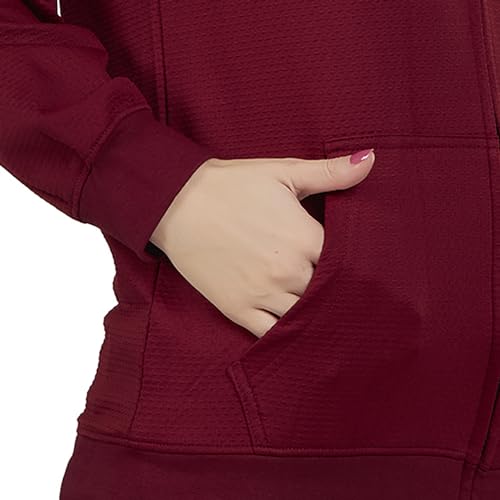 Image of CAUSTIC Women's Hoodie Jacket Sweatshirt - Casual Full Zip Up Long Sleeve Cotton Blend Outwear with Pockets & Hooded Top (White)