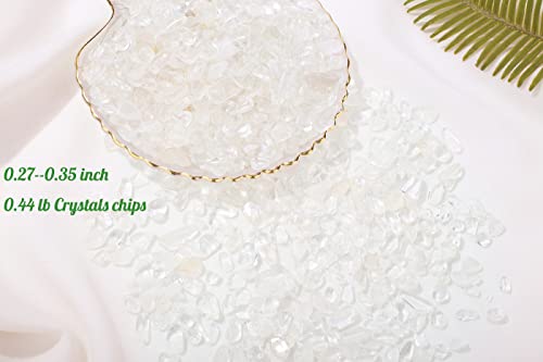 Image of 1lb Clear Quartz Aquarium Gravel Rocks Natural Tumbled Healing Crystal Chips Bulk Gemstones Crushed Stones for Fountain Vase Filler Planters Decorative Fish Tank Potted Reiki Energy Balancing