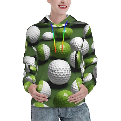Sweat à capuche femme avec poche kangourou pull ajusté imprimé balle de golf