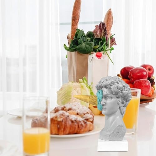 Estatua decorativa cabeza David helado de resina azul 16cm miniatura 5