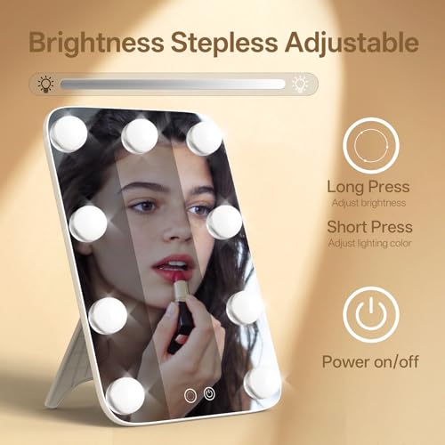 Espejo de maquillaje con luces LED y ajuste de brillo miniatura 4