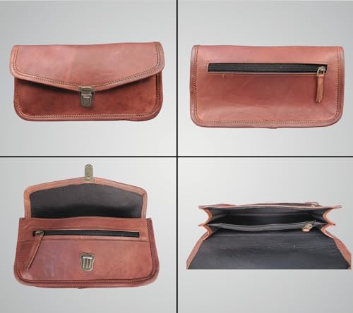 Madosh Vintage Womens Shoulder Handbag Genuine Leather Brown Tote Everyday Purse With Clutch2