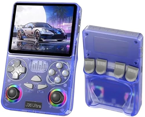 Image of KingBoo J36 Ultra Online Gaming Console with WiFi & Built-in YouTube Support, 3.5-Inch IPS HD Display, 64GB Storage, 30,000+Games, Rechargeable 3000mAh Battery, 20+ Emulators, Portable Handheld Game Console (Blue)