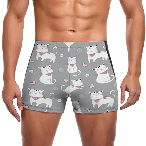 Maillot de bain homme slip short natation boxer imprimé chat