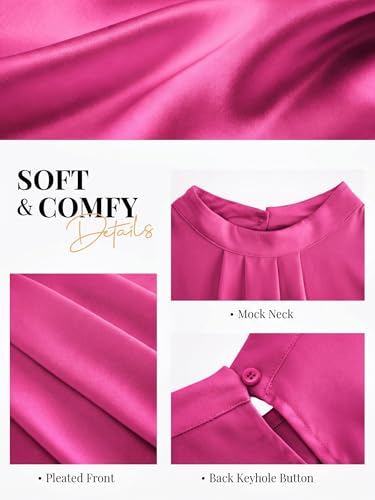 Image of Funlingo Women's Silk Satin Tank Tops Mock Neck Camisole Dressy Sleeveless Blouse Business Casual Pleated Summer Shirts 2026