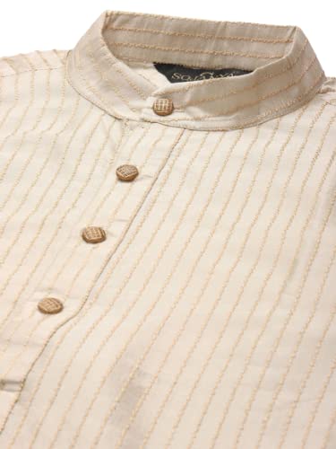 Image of SOJANYA Men's Jacquard Silk Long Kurta - Diwali Celebration Ethnic Wear for Men