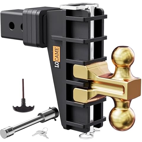 LOCAME Adjustable Trailer Hitch, Fits 2.5-Inch Receiver, 6-Inch Drop/Rise Drop Hitch, 28,000 LBS GTW-Tow Hitch for Heavy Duty Truck, Solid Ball Mount, LC0078 Cover