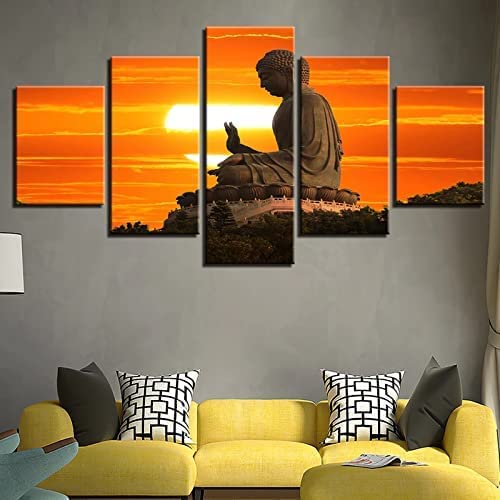 Tableau impression sur toile Bouddha 5 pieces decoration murale