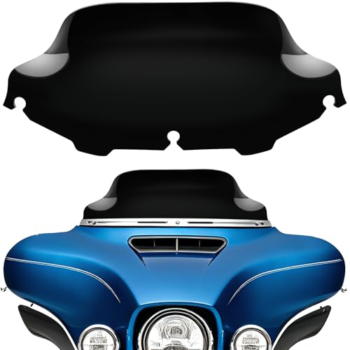 Image of DREAMIZER Wave Windshield Windscreen,Specific Fit Motorcycle Windshield, PC Wind Deflector Compatible with Harley Touring Electra Street Tri Glide 1996-2013 (Black 8inch)
