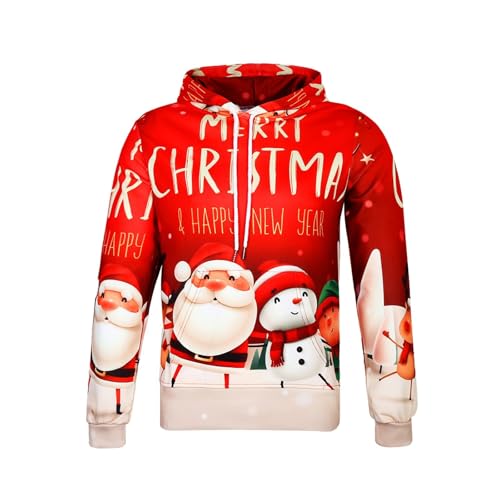 Weihnachtspullover Herren Rentier Lustig 3D Hoodie Sweatshirts...